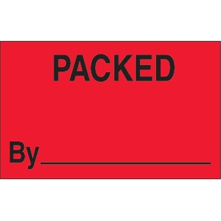 Bondad 1.25 x 2 in. - Packed By Fluorescent Red Labels - Roll of 500 BO3356874